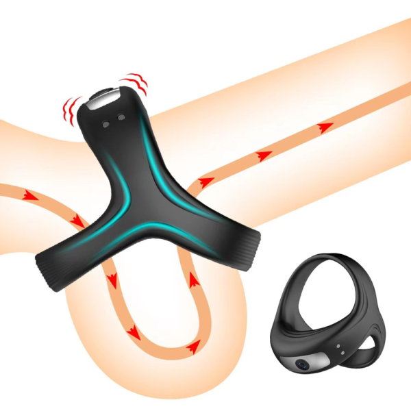 VIP17 Triple Cock Ring Vibrator - 3-in-1 Vibrating Penis Ring for Longer Erection