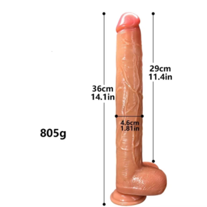 VIP36 Extra Long 36cm Realistic Manual Dildo with Strong Suction Base - 14.1 Inch Big
