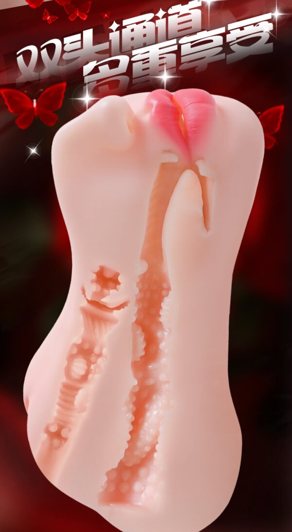 VIP42 Ultra-Realistic Double Hole Male Masturbator with Silicone Face – Oral & Anal Pleasure