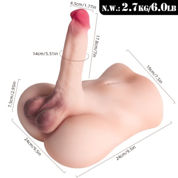 KY42 Lifelike Male Masturbator Torso -lifelike Soft Ass, Detailed Penis & Testicles